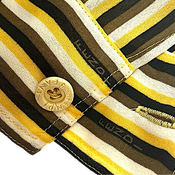 FENDI VTG  Yellow Wh Brown & Black Stripe  Shirt FENDI LOGO fabric & buttons 38 - Picture 9 of 15